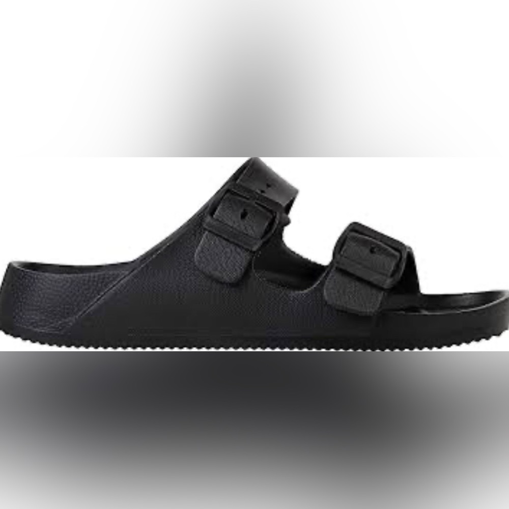 NWOT Moses black 2 strap slip on sandals size 40-41(9-10)